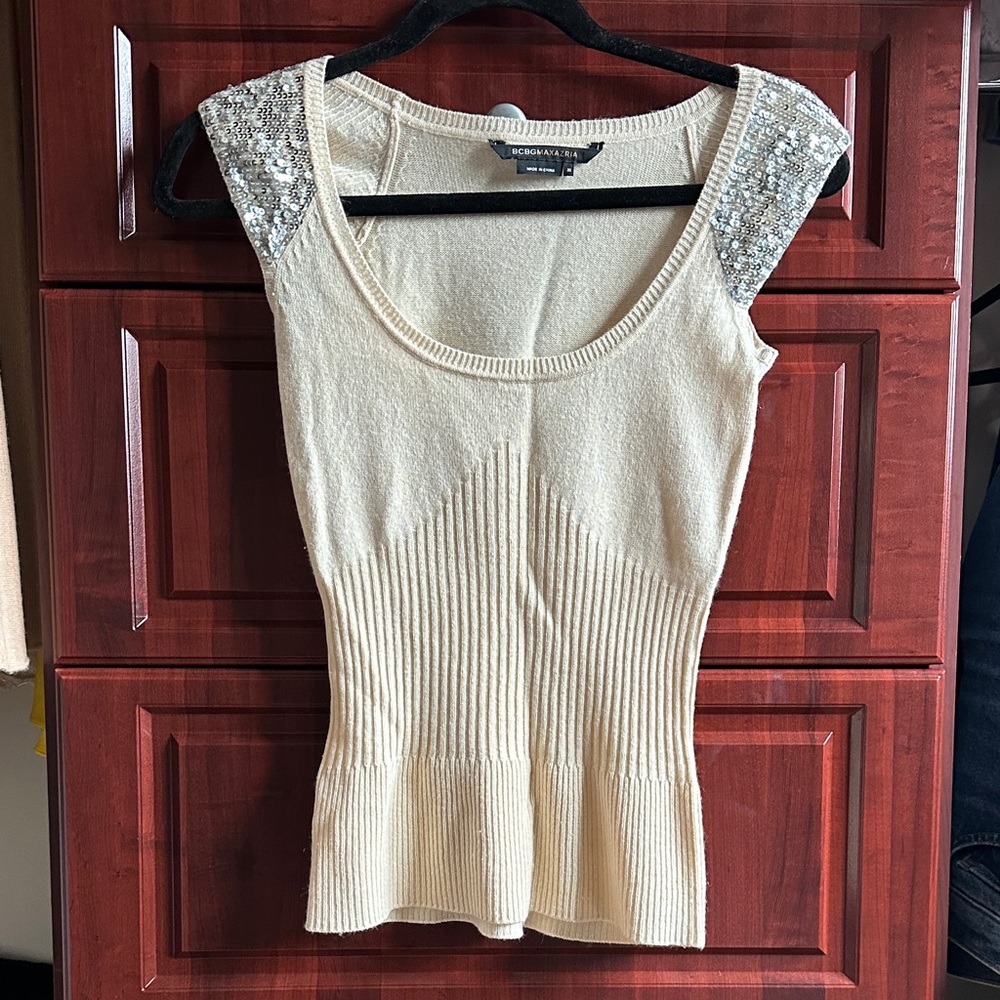 Sexy and festive cashmere & silk sequin top